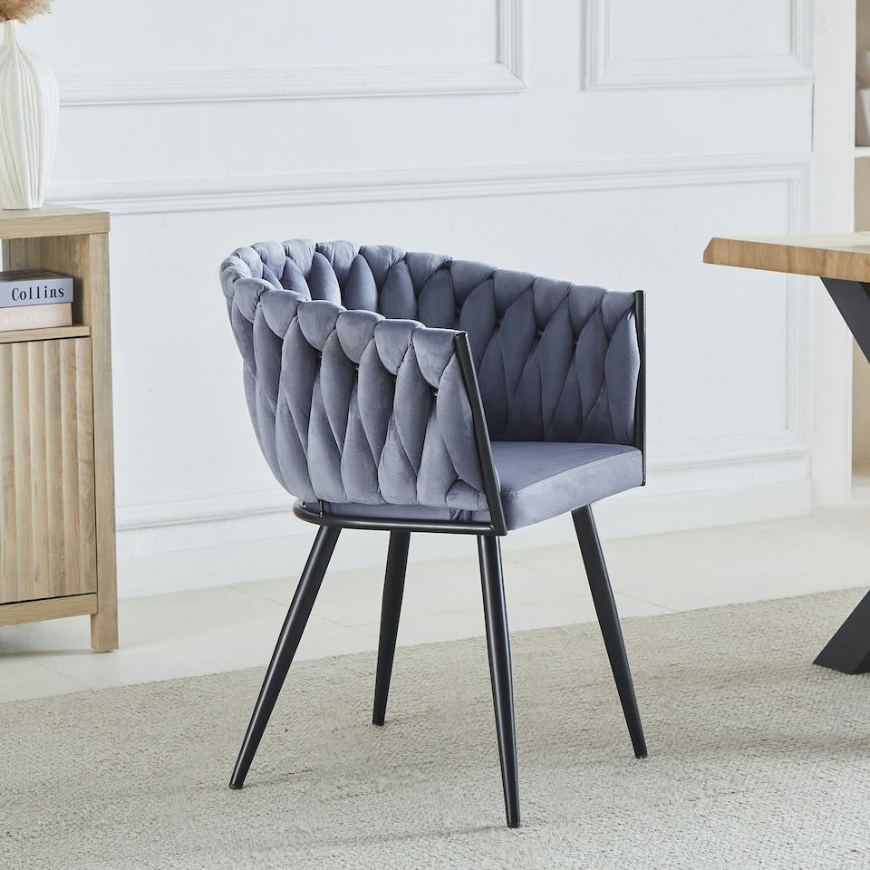 image 1 of Set of 2 Baiano Fabric Dining Chairs - Grey