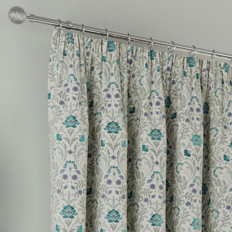 image 1 of Enhanced Living Cotswold Blue Floral Tape Top 100% Blackout Curtains 90 x 90 inch (229x229cm) Thermal Noise Reducing Curtains for Bedroom and Living Room