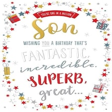 Words 'n' Wishes Traditional Son Birthday Card You're One in A Million Son Have A Great Birthday Greeting Card