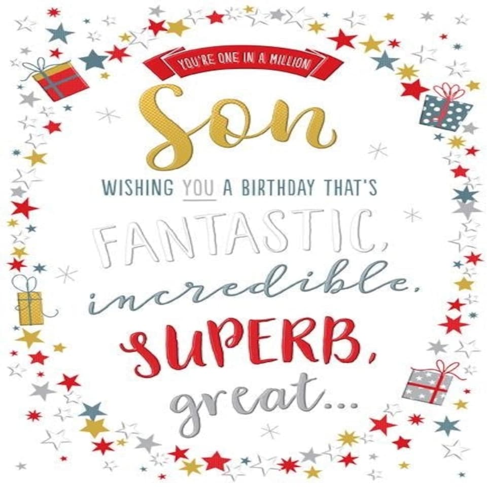 Words 'n' Wishes Traditional Son Birthday Card You're One in A Million Son Have A Great Birthday Greeting Card