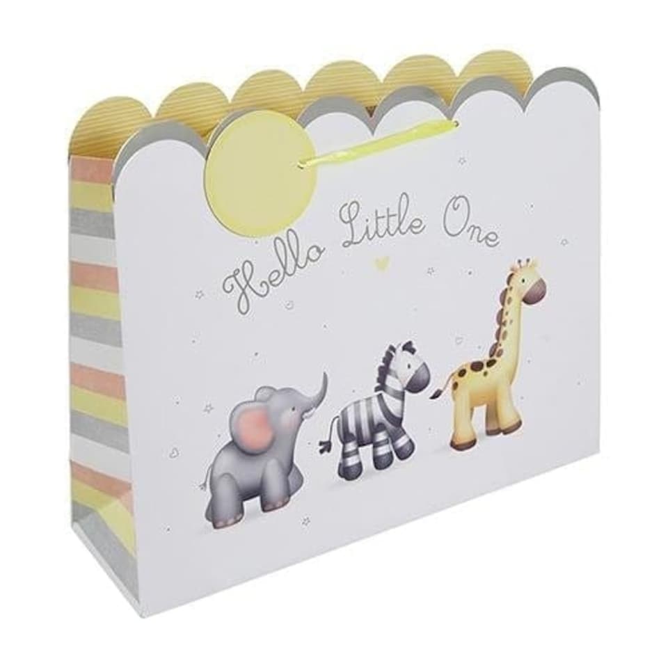 image 1 of Hello Little One Neutral Baby Large Shopper Gift Bag with Greeting Card 37cm | Multi | 1