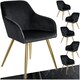 image 1 of Chair Marilyn - with armrests, padded, velvet look, golden steel legs - Set of 6 Black | Black/Gold