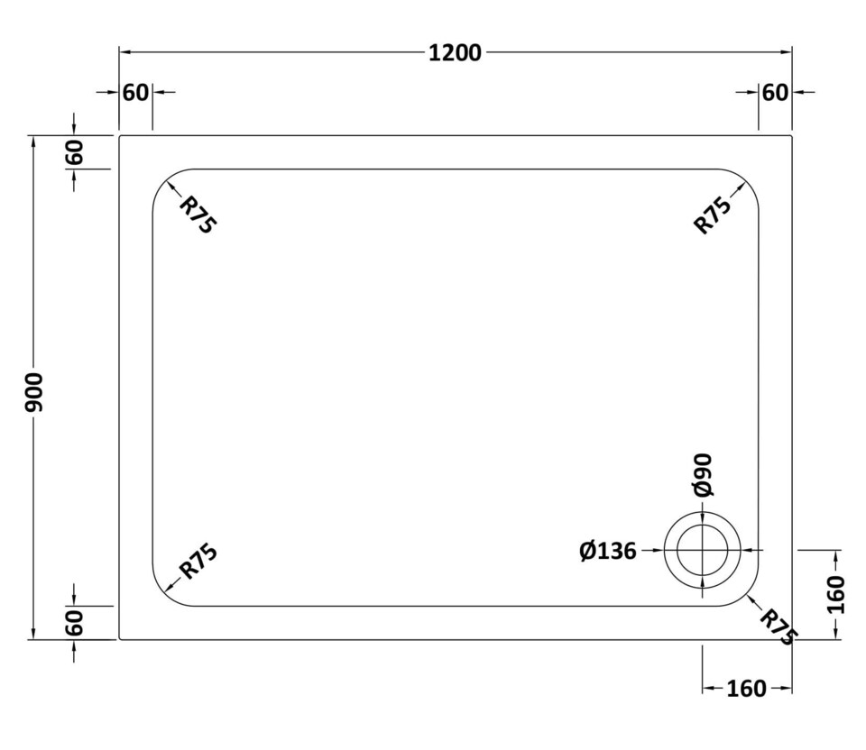 image 1 of Balterley Rectangular Stone Resin Premium Shower Tray with Corner Waste Position - Balterley | White | White