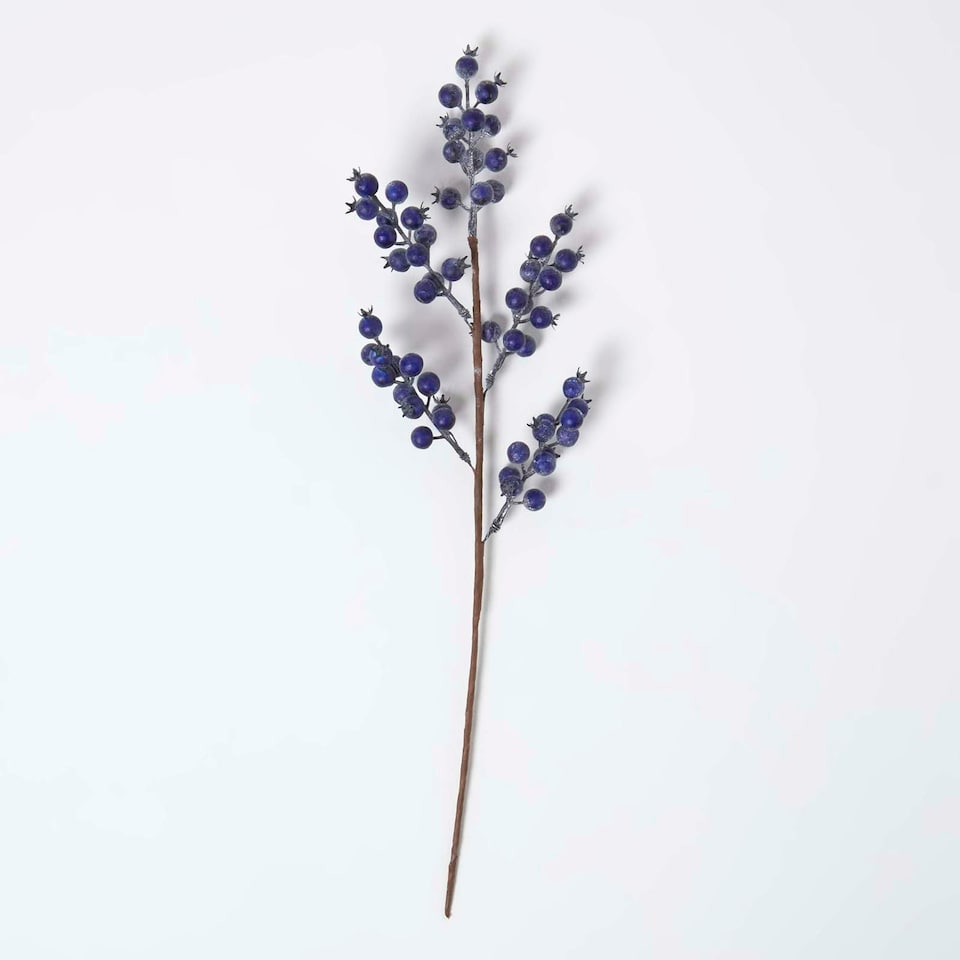 image 1 of Homescapes Artificial Small Blueberry Stem, 58 cm