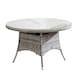 image 1 of Direct Wicker Outdoor 4‑Person Rattan Round Dining Table, Aluminum Frame with Tempered Glass Top & Umbrella Hole