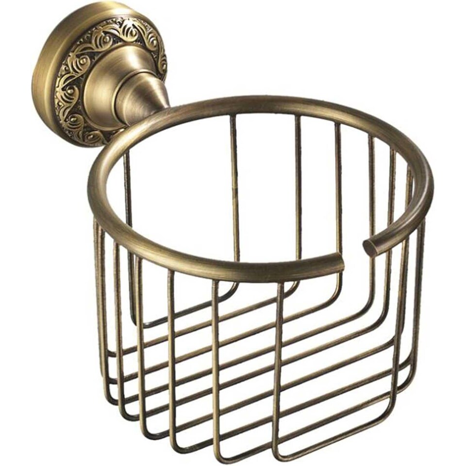 image 1 of Antique Brass Toilet WC Roll or Shampoo Basket Holder Wall Mounted High Quality