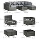 image 7 of Outsunny 8 Pieces Patio Rattan Sofa Set Outdoor Garden Furniture Set Grey