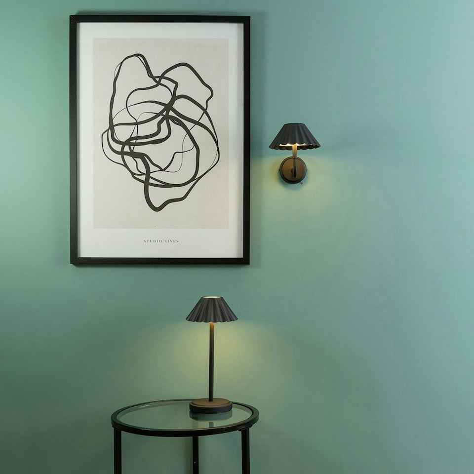 image 1 of ValueLights Avery Set of 2 - Easy Fit Rechargeable Wall Light - Black
