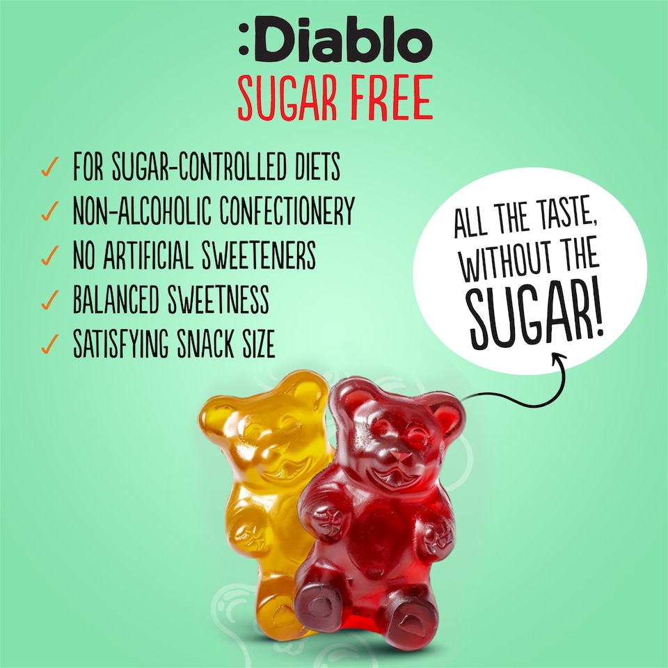 image 1 of Diablo Sugar Free Gummy Bears 75g 6 Pack
