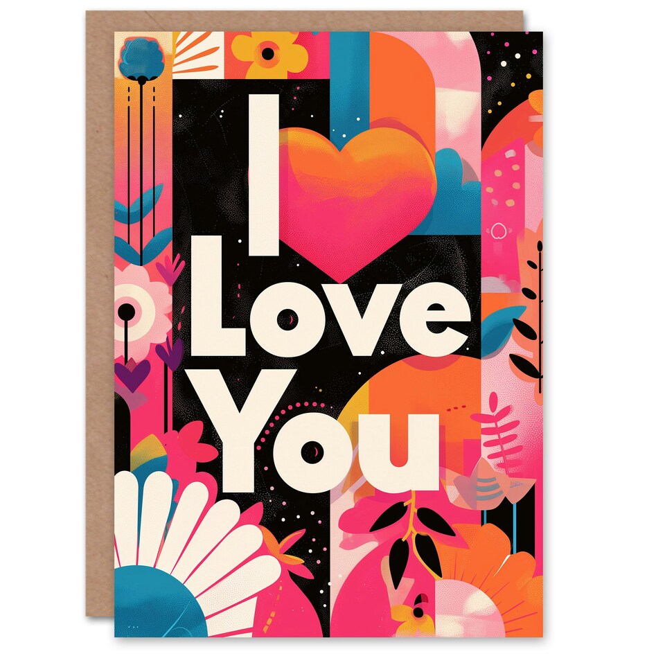 image 1 of Love You Stylish Colourful Modern Funky Anniversary Valentines Day Card
