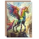 image 1 of Greeting Card Rainbow Warrior Unicorn Fantasy Concept Art Birthday