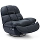 image 2 of Chicago Faux Leather Swivel & Rocker Manual Recliner Chair Black Black