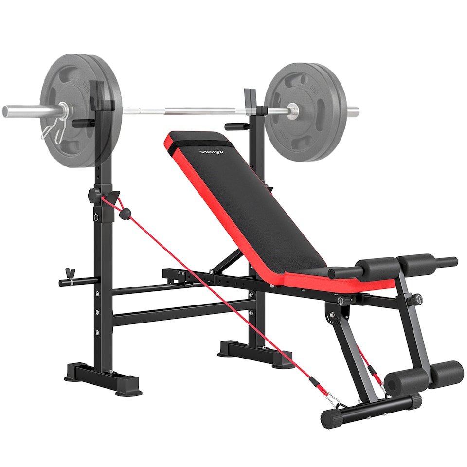 image 1 of SPORTNOW 420KG Weight Bench with Adjustable Bench Press Rack and Dip Station, Heavy Duty Flat or Incline Workout Bench for Home Gym Full Body Strength Training