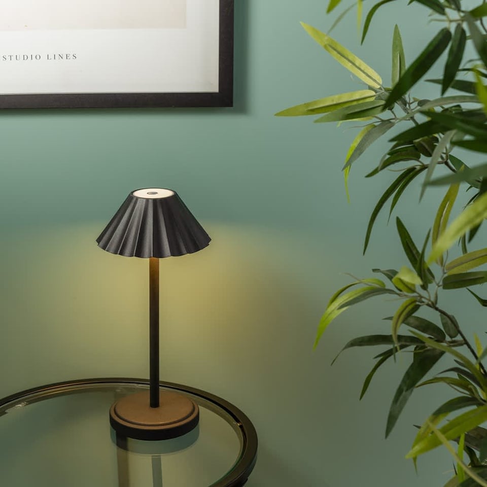 image 1 of ValueLights Avery Black Rechargeable Table Lamp & Integrated Bulb | Black