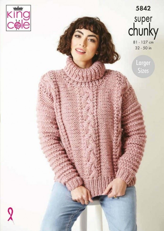 King Cole Big Value Super Chunky Stormy Knitting Pattern 5842, Jackets, Sweaters and Cardigans for Women - 32 - 50 Inches