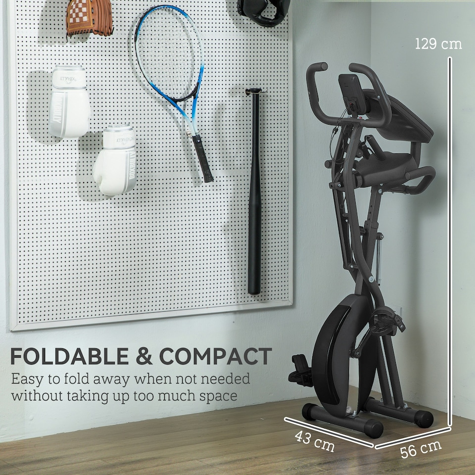 image 1 of SPORTNOW Folding Exercise Bike with Arm Bands and Hand Pulse Sensor, Black