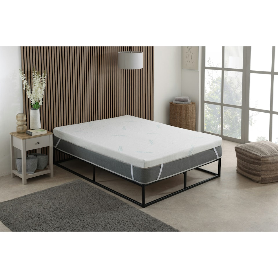 image 1 of Advanced Cooling Memory Foam Mattress Topper - 2.5cm Thick | White | Small Single