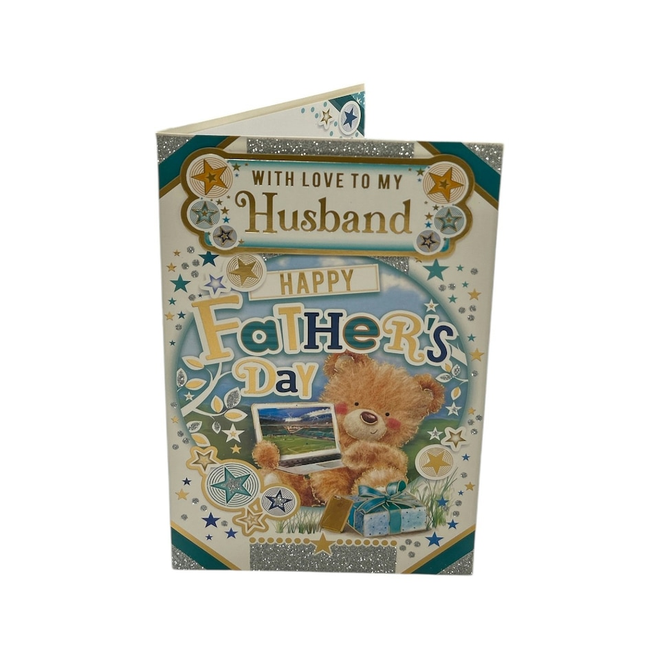 image 1 of To My Husband Teddy With Laptop Design Father's Day Card