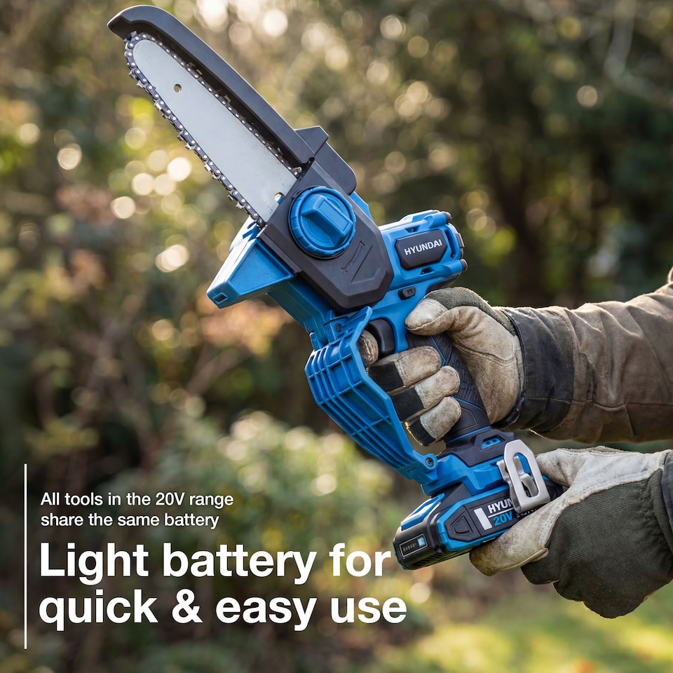 image 1 of Hyundai Mini Chainsaw 6" 20V Includes Chain, 2Ah Battery & Charger HY20CCS150