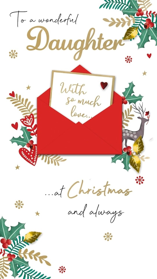 image 1 of Hand-Finished Embellished Daughter So Much Love Christmas New Year Card
