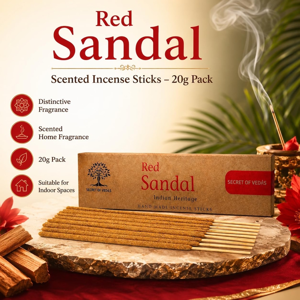 image 1 of Red Sandal Incense Sticks 20g Pack of 1 – Scented Home Fragrance Agarbatti