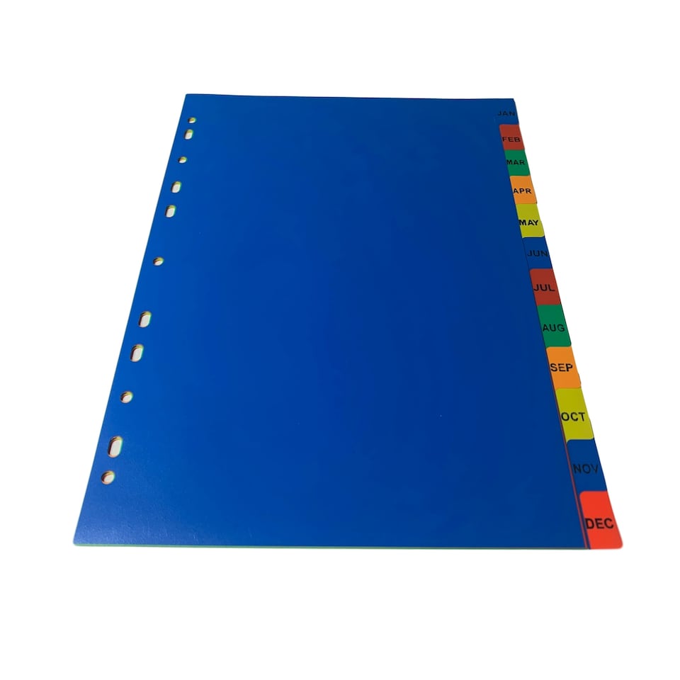 image 1 of A4 Jan - Dec Month Polypropylene Dividers with Reinforced Index Cover