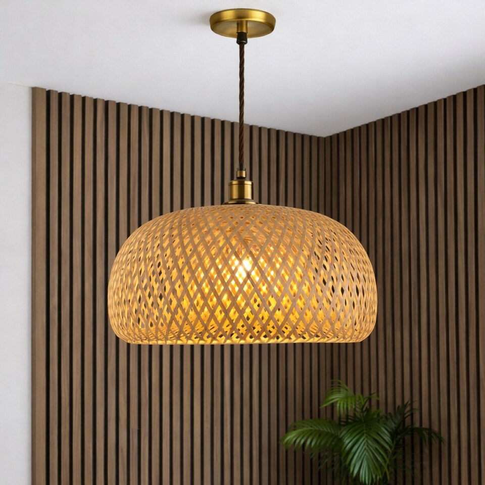 image 1 of CGC Bronte Bamboo Lampshade - Handmade Easy-Fit, 38 cm
