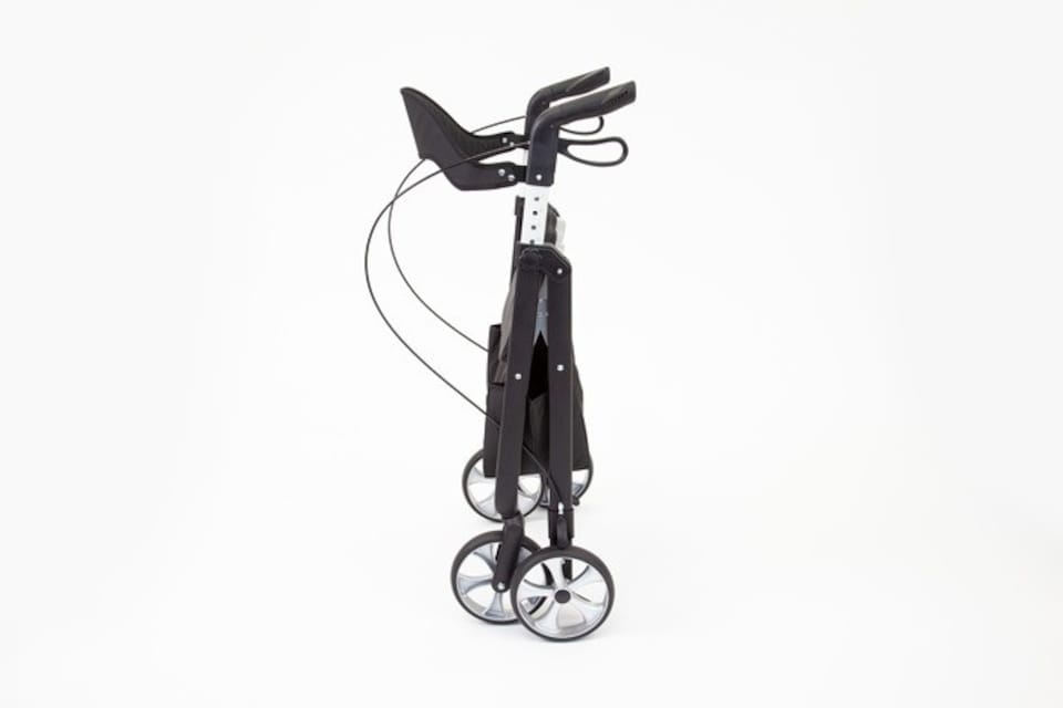 image 1 of TRP7 Lightweight Rollator Walker with Seat, Bag & Backrest - Black, 4-Wheeled 150kg Capacity