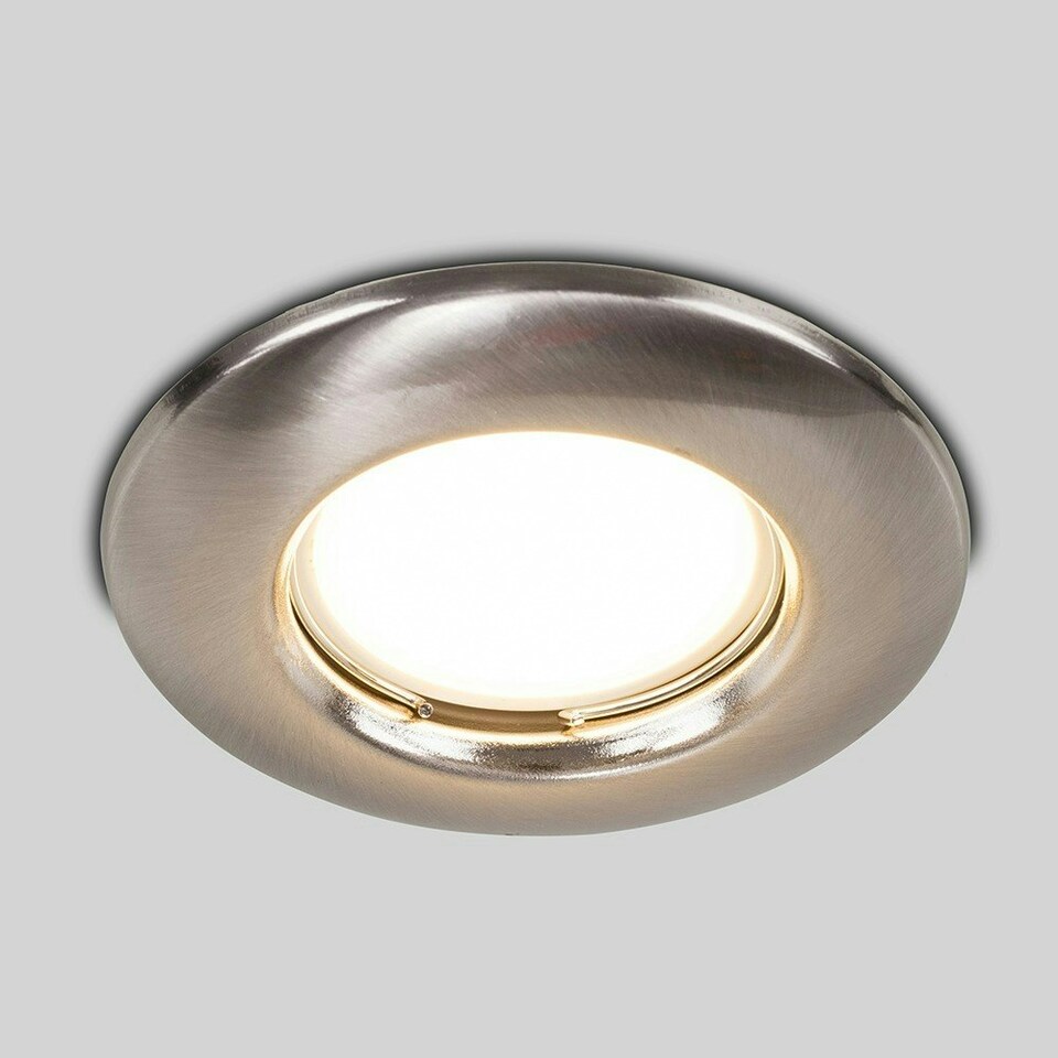 image 1 of ValueLights 6 Pack Silver Brushed Chrome Plated Fixed Recessed Ceiling Spotlights Downlights
