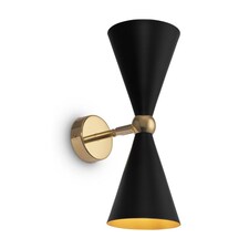 Modern Vesper 2 Light Black with Gold Up Down Wall Lamp