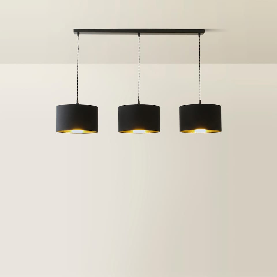 image 1 of ValueLights Shaw Matte Black 3 Bar Black Gold Shades and Bulbs