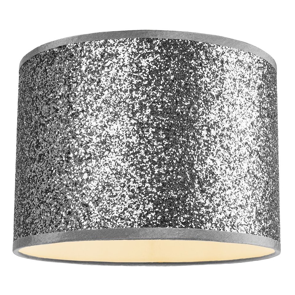 image 1 of Modern and Designer Bright Silver Glitter Fabric Pendant/Lamp Shade 30cm Wide | Silver | Silver | 1