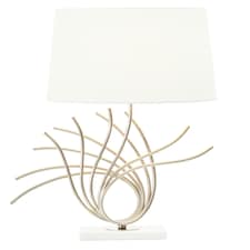 Interiors by Premier Brushed Chrome Spoke Table Lamp White