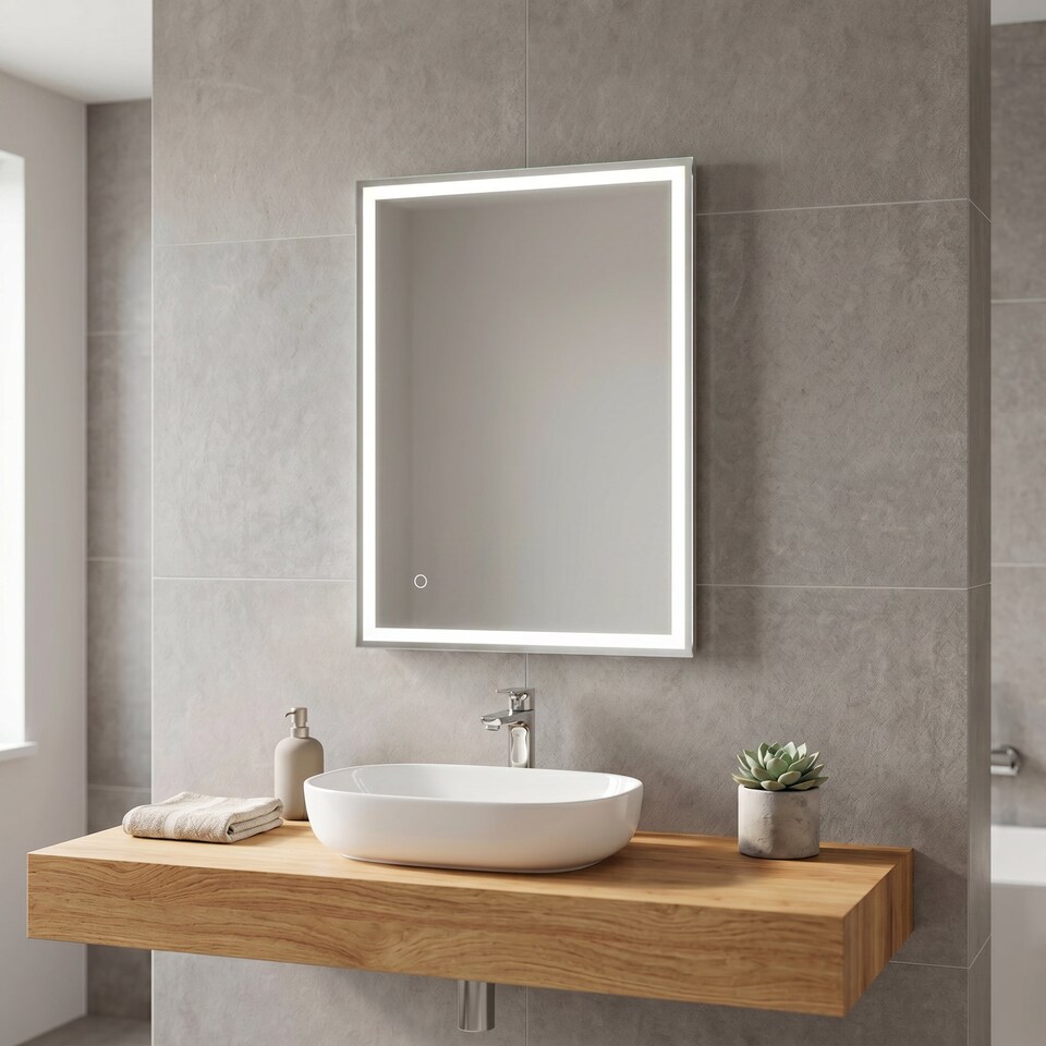 image 1 of Nova - LED Bathroom Mirror Touch Control, 70 x 50cm Demister, CCT