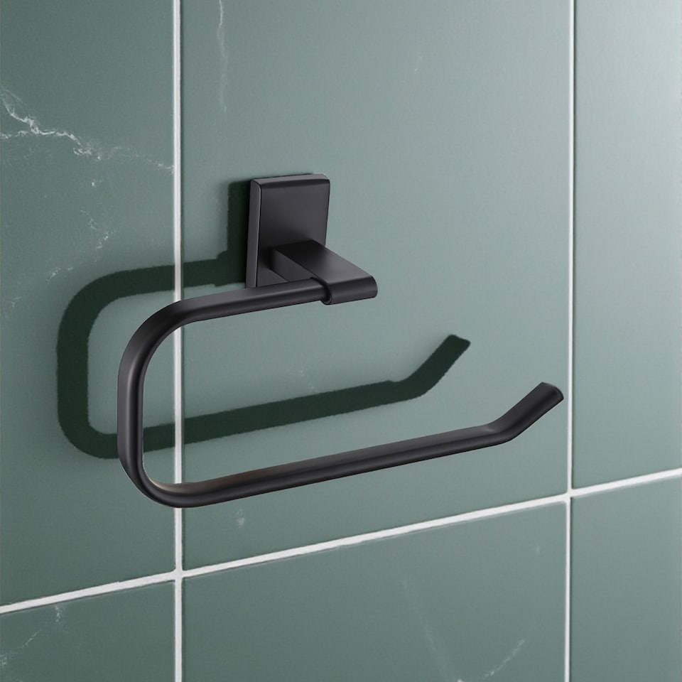 image 1 of Showerdrape Unity Black Stainless Steel Wall Mounted 7 Piece Bathroom Accessory Set | Multi | 1