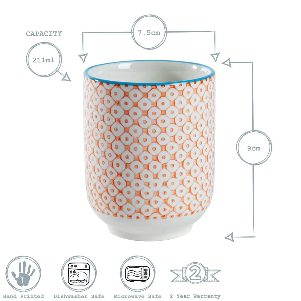 image 1 of Nicola Spring Hand-Printed Tumblers - 280ml - Orange - Pack of 6 Orange