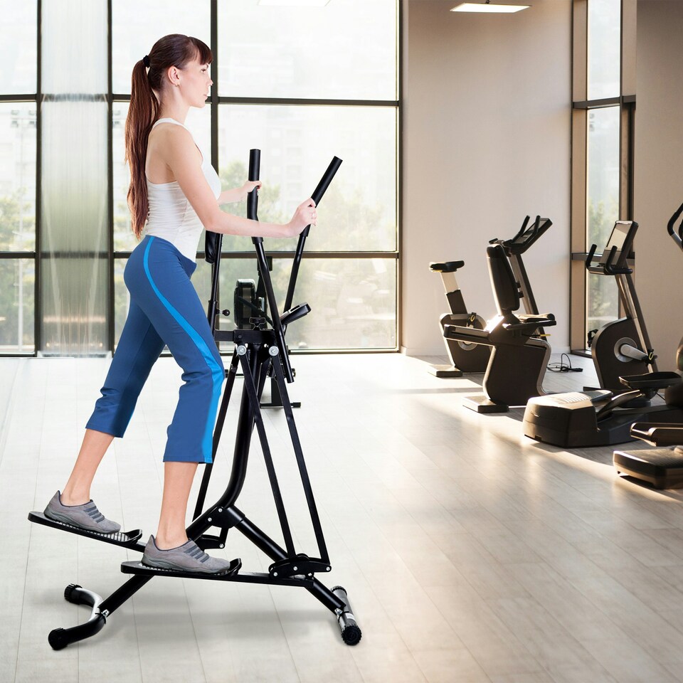 image 1 of HOMCOM Air Walker Glider Cross Trainer Fitness Machine for Home Gym, Black