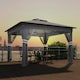 image 2 of Outsunny 3.36x3.36m Pop Up Gazebo w/ Solar-Powered LED Lights Netting Grey