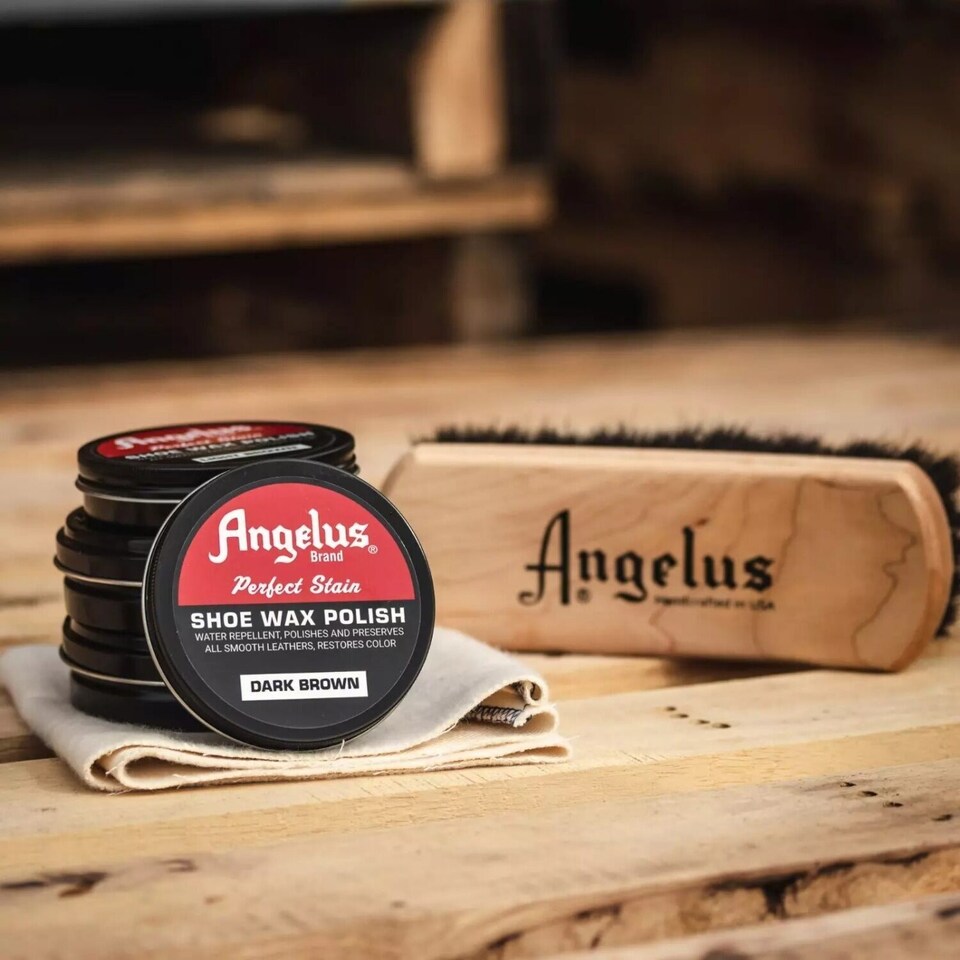 image 1 of Angelus Perfect Stain Wax Polish - All-in-One Leather Shoe Care 60ml | Brown | Dark Brown