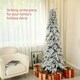 image 3 of HOMCOM 7ft Flocked Pencil Christmas Tree with Auto Open, Steel Base