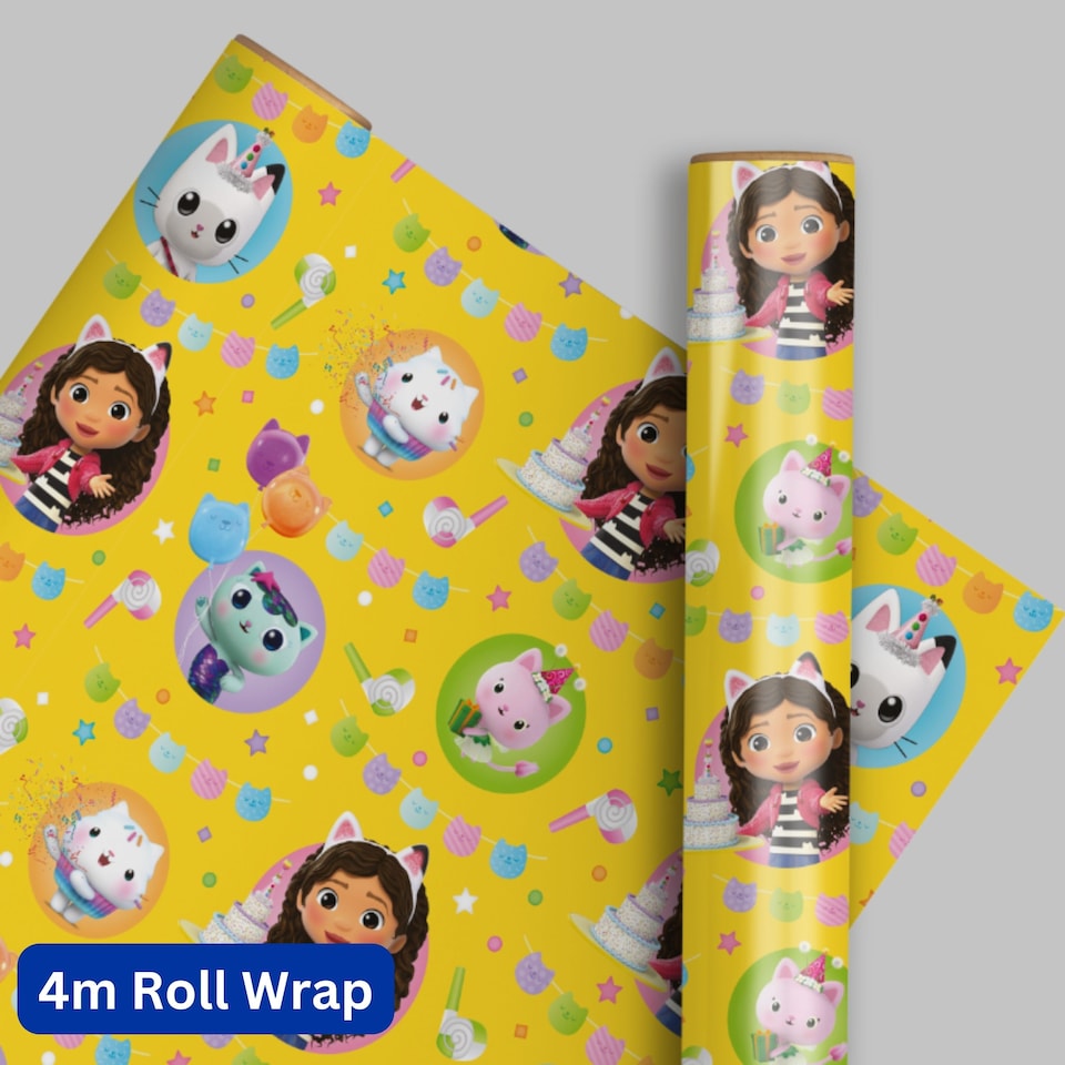 image 1 of Gabby's Dollhouse 4m Roll Wrapping Paper