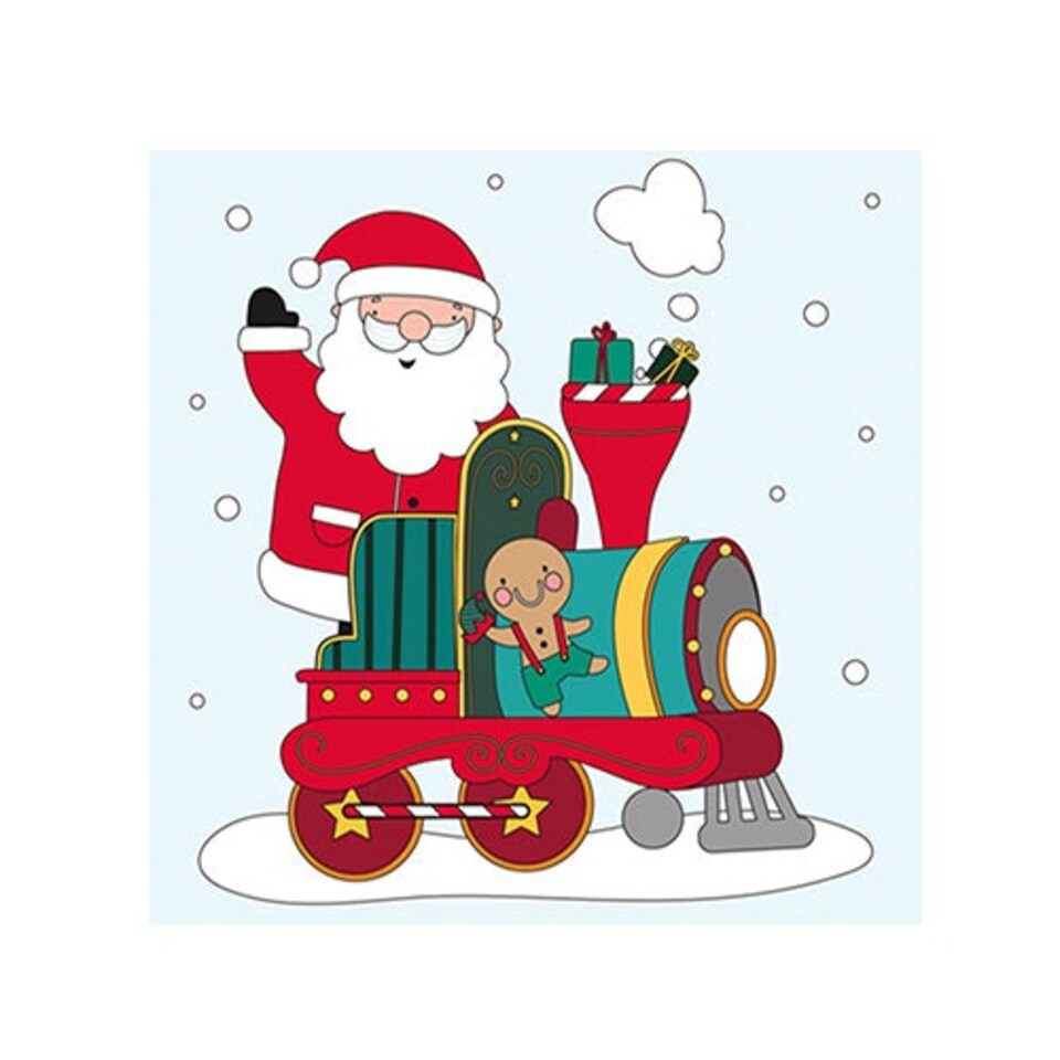 Santa on Train Christmas Character Gel Window Sticker