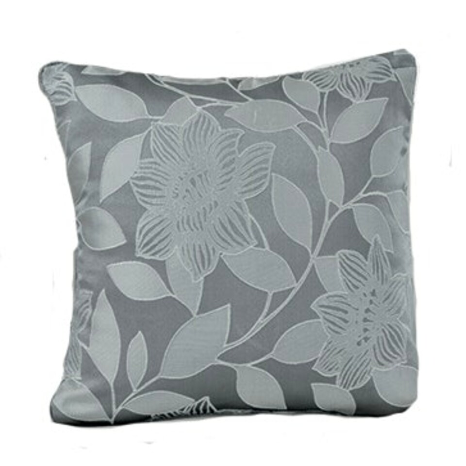 image 1 of Soft Luxury Jacquard Floral Cushion - 43cm x 43cm Grey | Silver
