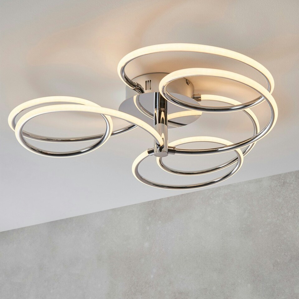 image 1 of Eterne LED Semi Flush Light Chrome Plate & White Silicone