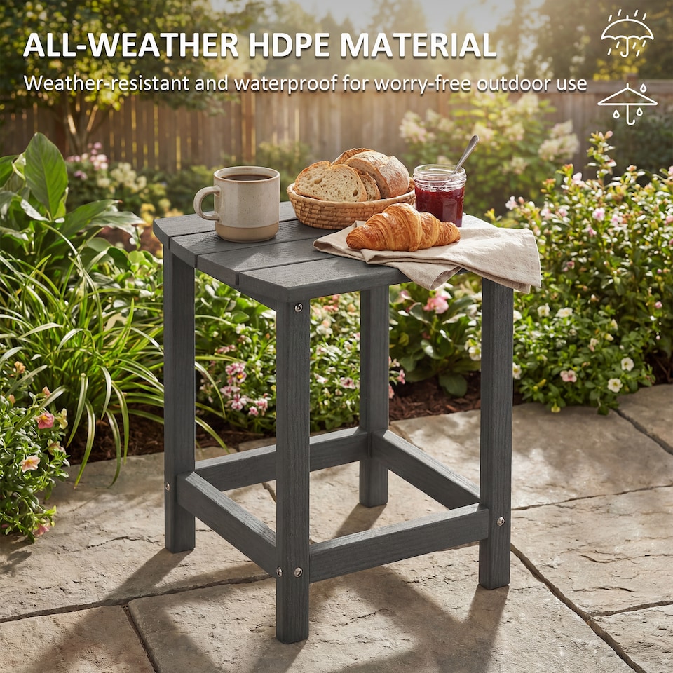 image 1 of Outsunny Outdoor Side Table, Adirondack Side Table, Indoor Outdoor, Grey | Grey