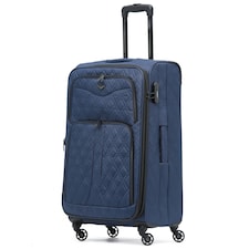 Flight Knight Lightweight 4 Wheel 800D Soft Case Quilted Suitcases Anti Crack Cabin & Hold Luggage Options 100+ Airlines Approved - easyJet, BA & Many More! Blue | Navy | Medium