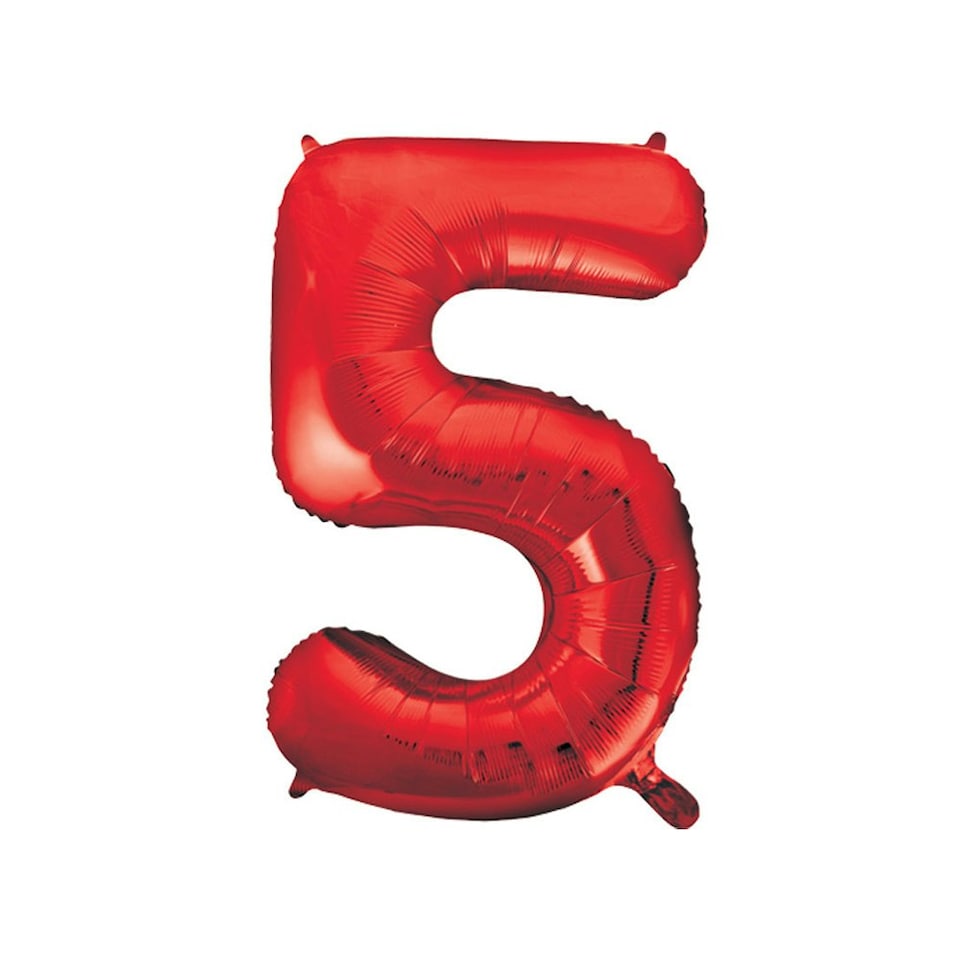 Unique Party 5 Glitz Number Balloon - Red - One Size