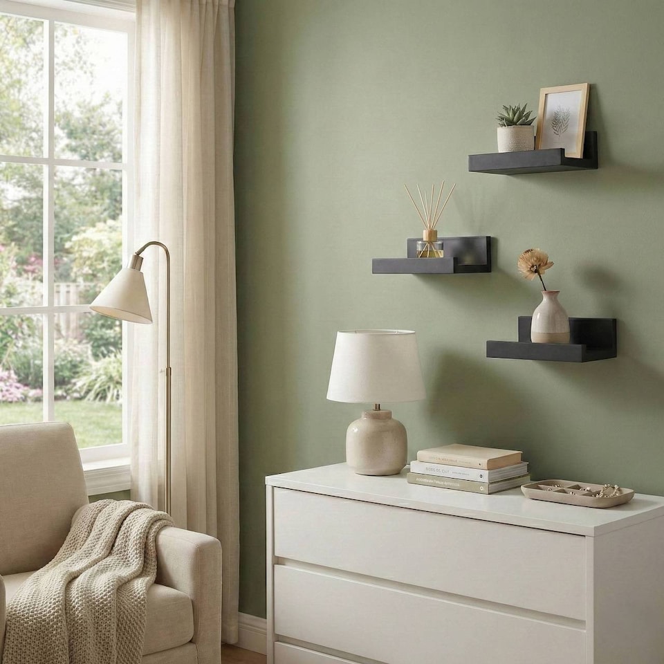 image 1 of 3 Piece Floating Wall Shelf Set | Black | Black & Set of 3 | 3