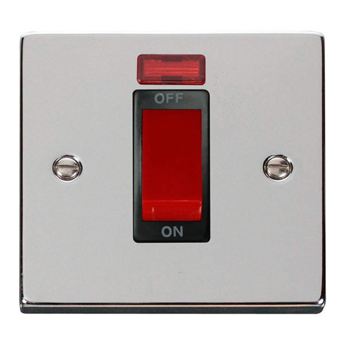 SE HOME Polished Chrome 1 Gang Size 45A Switch With Neon Chrome Polished Chrome