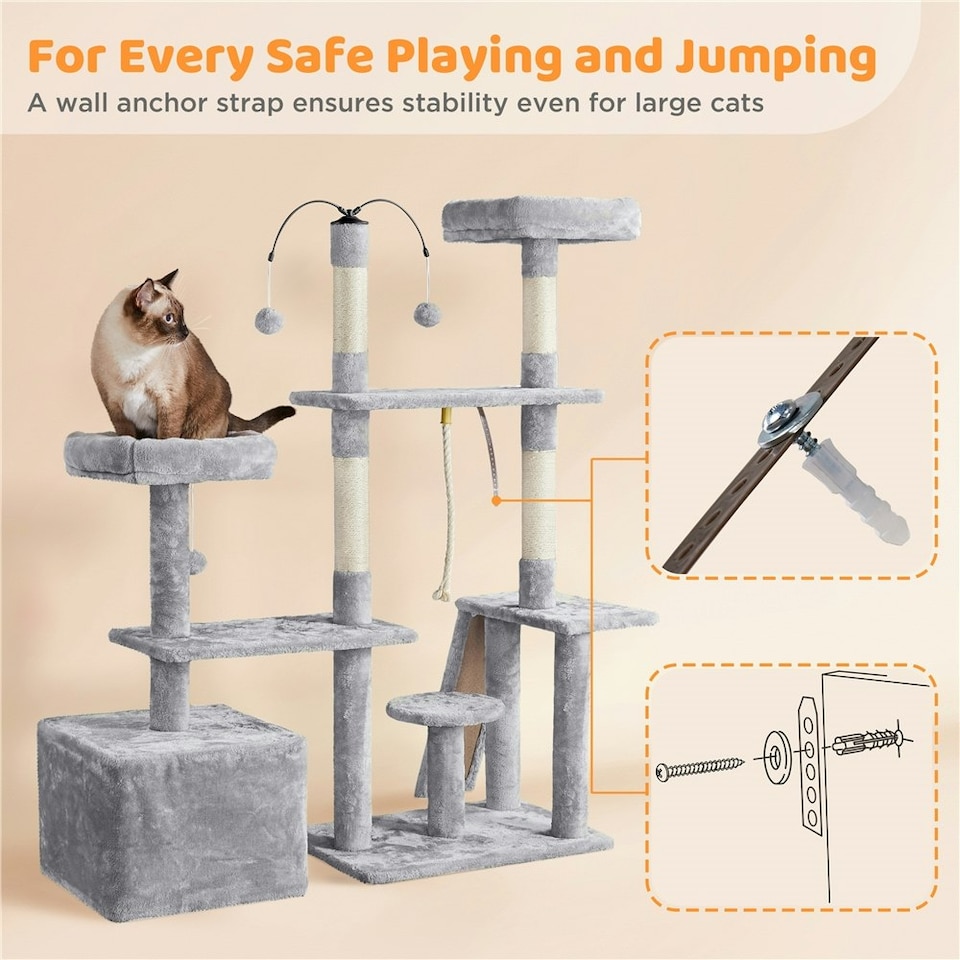 image 1 of Yaheetech 135.5 cm Cat Activity Tower Play Center Light Grey